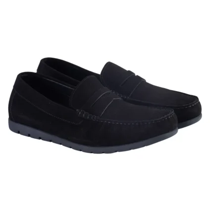 Mocassin homme en daim, Noir - ZT408