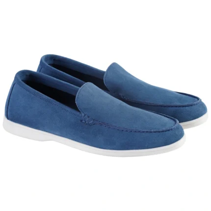 Mocassin homme en cuir daim, Bleu – ZT3062